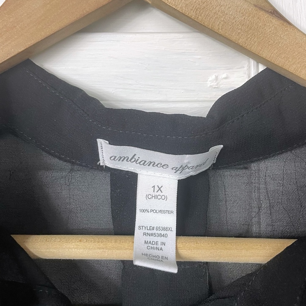 Sheer black button down blouse - Picture 3 of 5
